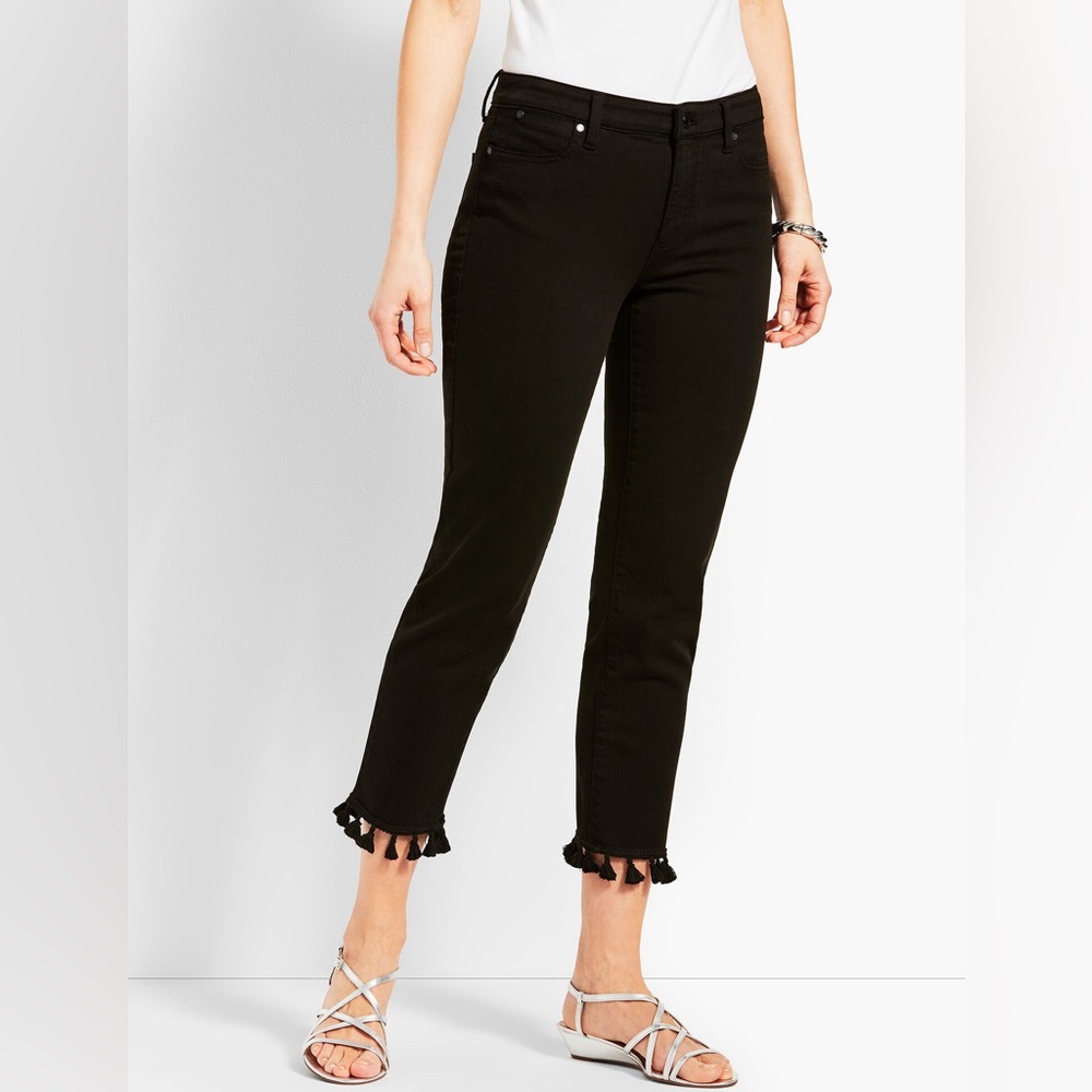 Talbots TASSEL HEM DENIM STRAIGHT CROP
- BLACK 16